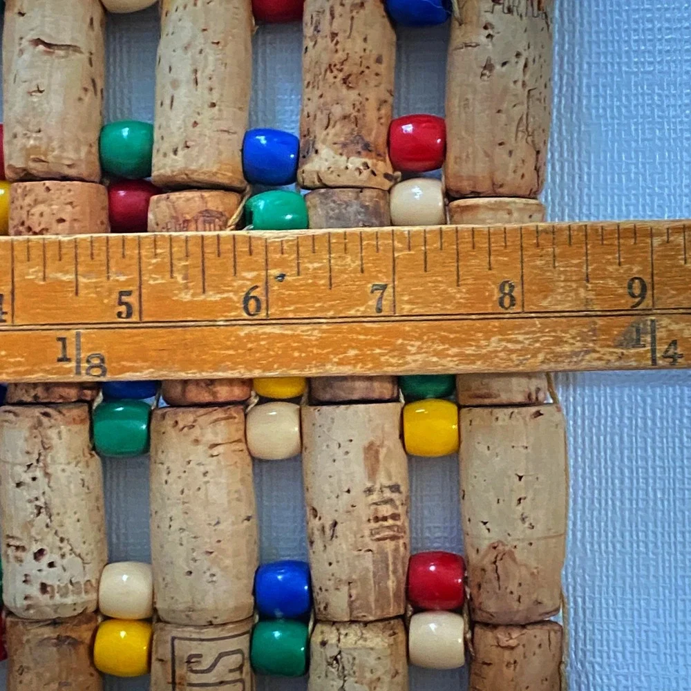 Vintage Handmade Wine‎ Cork Trivets Set of 2 Beaded Rustic Kitchen Decor Boho CA